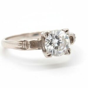 Bent Antique Stamped Sterling Missing Side Stone Size 7.5 CZ Ring!!